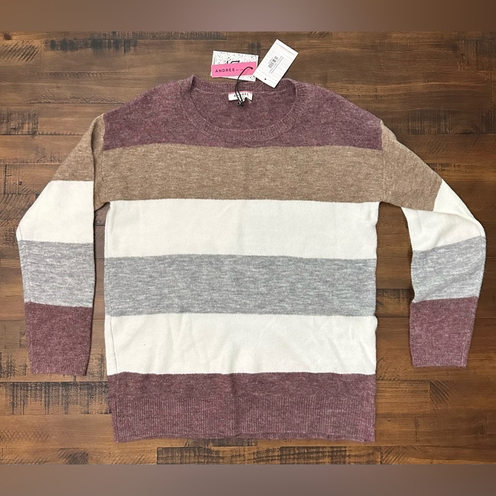 Andre‎ By Unit Sweater Striped Super Soft Women's Medium NEW